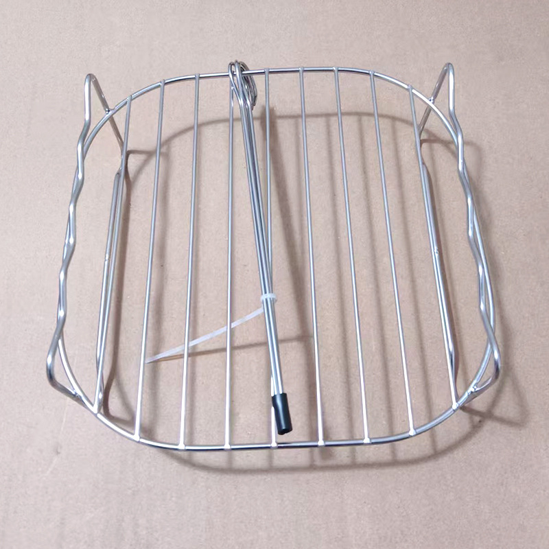 Kétrétegű rozsdamentes acél sütő- és grillsrács légsütőhöz, négyszögletes forma, multifunkcionális és hordozható