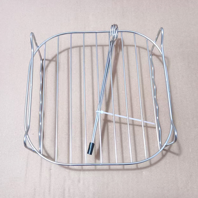 Kétrétegű rozsdamentes acél sütő- és grillsrács légsütőhöz, négyszögletes forma, multifunkcionális és hordozható