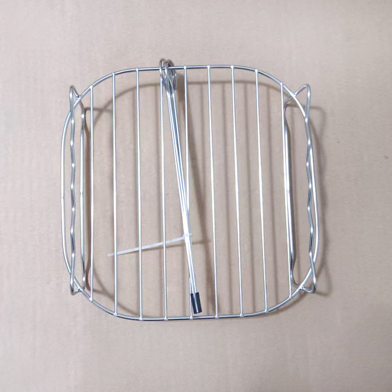 Kétrétegű rozsdamentes acél sütő- és grillsrács légsütőhöz, négyszögletes forma, multifunkcionális és hordozható