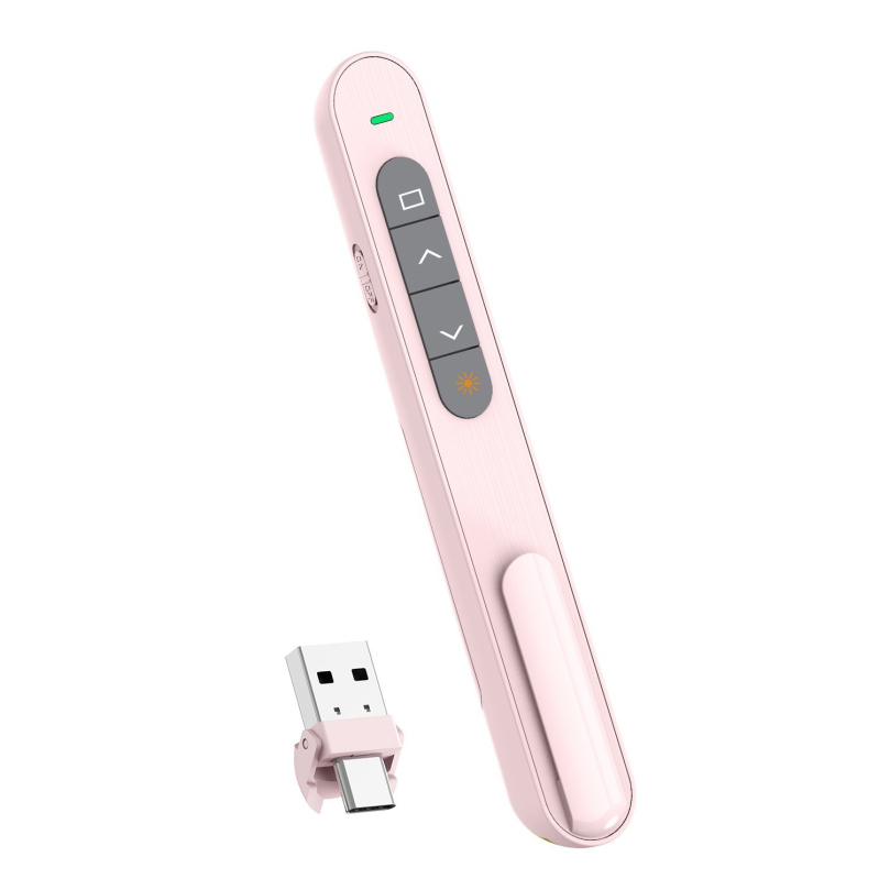 PPT oldalváltó toll, vezeték nélküli USB 2.4G, lézer pointer 650 nm, lézerhatótáv 200 m, AA elemről működik