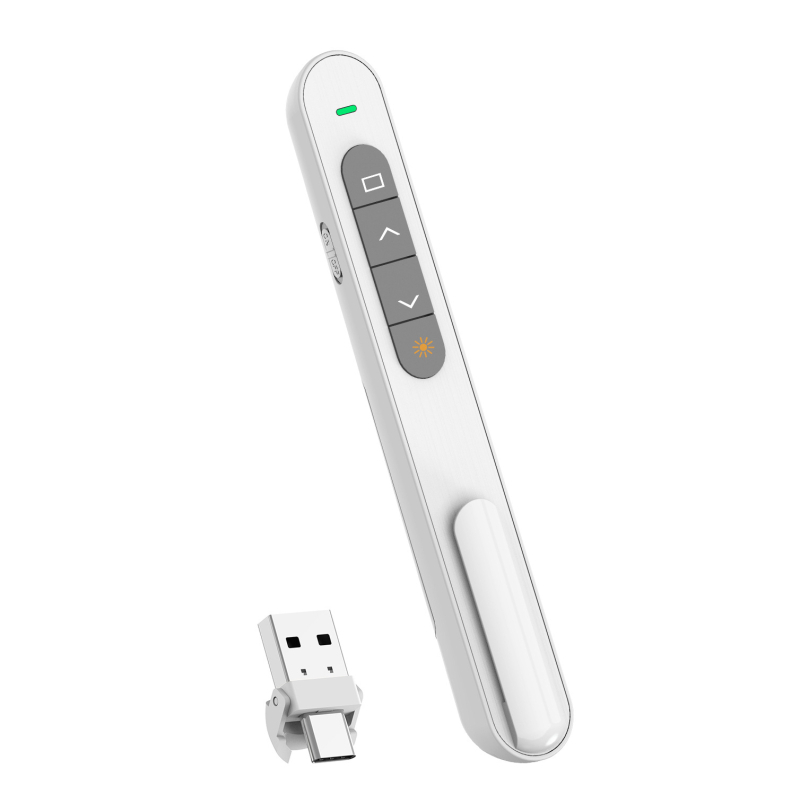 PPT oldalváltó toll, vezeték nélküli USB 2.4G, lézer pointer 650 nm, lézerhatótáv 200 m, AA elemről működik