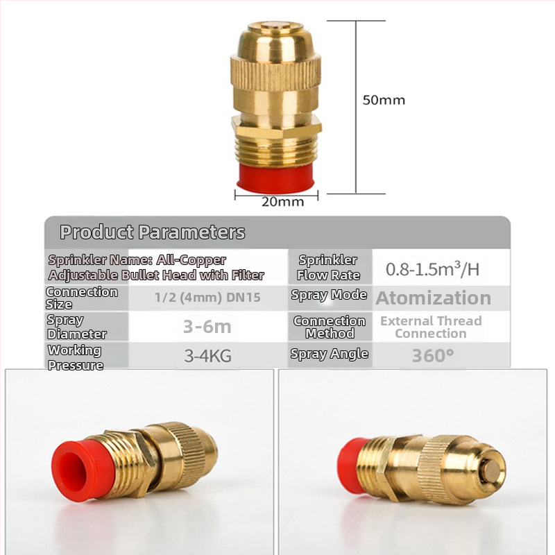 XINE PVC mosadzová postrekovacia tryska pre zavlažovanie – 360° nastaviteľný postrek