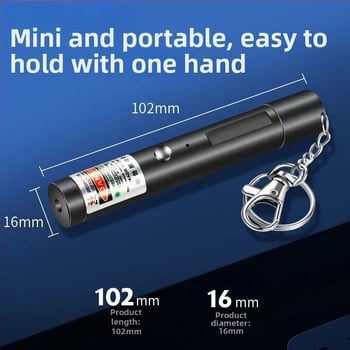 Zelený laserový ukazovadlo, 9 cm, 532 nm, nabíjateľná batéria, kompaktné svietidlo