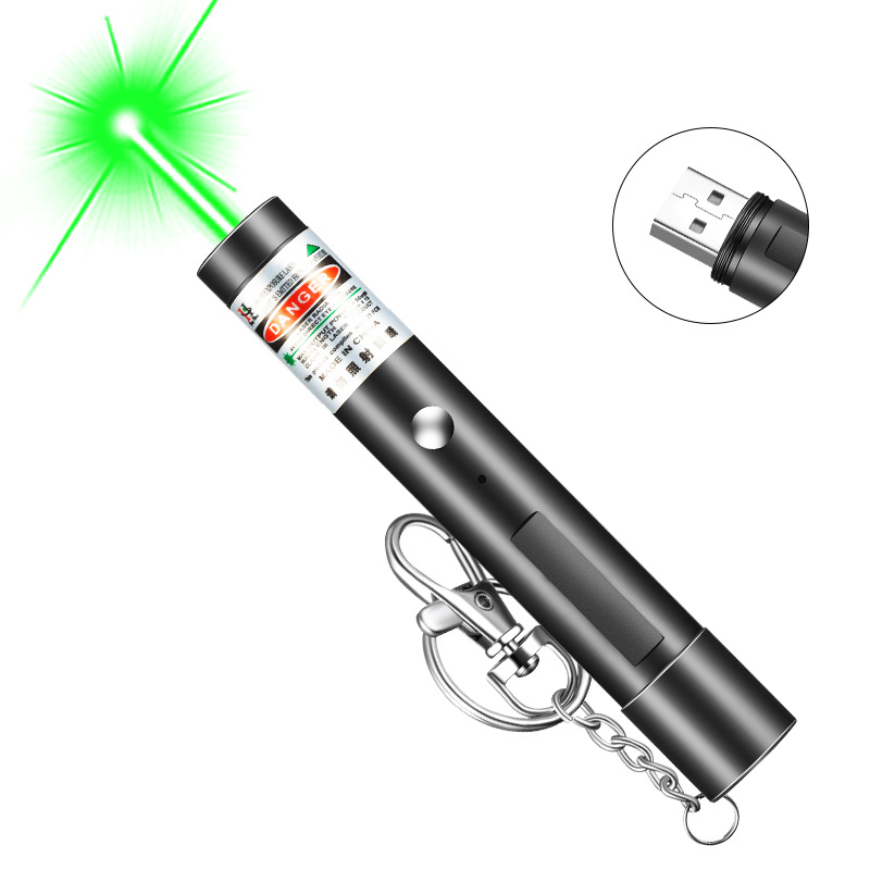 Lézer mutató toll 100 m hatótávolsággal, 532 nm hullámhosszal, beépített Li-ion akkumulátor, infravörös spot világítás