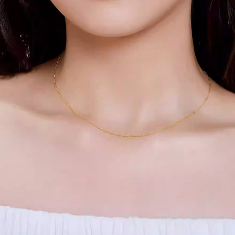 Ogrlica od 999 srebra, Križni lanac, Elektroplatiranje, Lagani luksuz