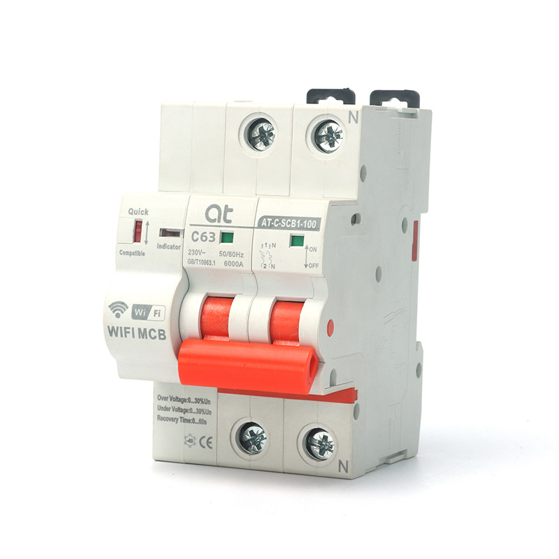 Tuya WiFi έξυπνος διακόπτης κυκλώματος με απομακρυσμένο έλεγχο μέσω κινητού και προστασία υπέρ/υπό τάσης; τάση λειτουργίας 220-380V; επαφές από χαλκό; ηλεκτρική ζωή ≥10000 κύκλοι