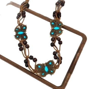 Lanț talie, metal, stil etnic, design fluture, lungime 60-135 cm