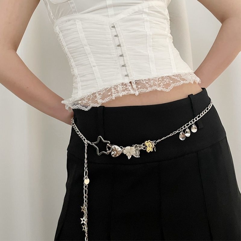 Lanț talie, metal, stil etnic, design fluture, lungime 60-135 cm