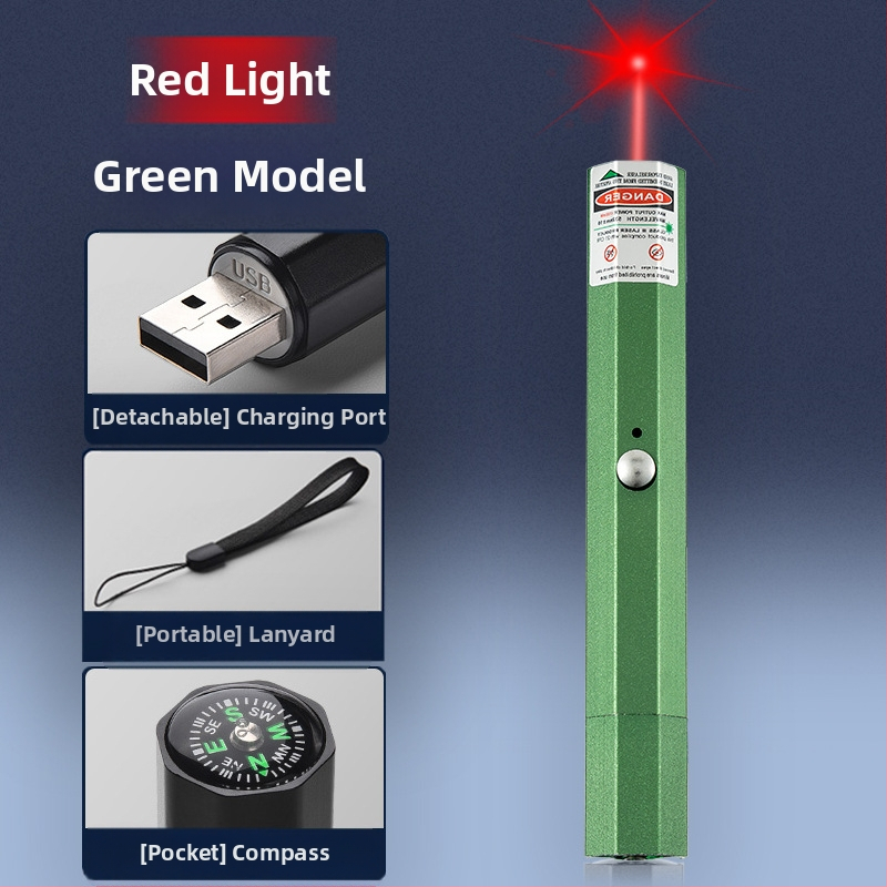 USB nabíjateľný laserový ukazovadlo s kovovým telom, laser s dvoma vlnovými dĺžkami, potlač loga a možnosť súkromnej značky