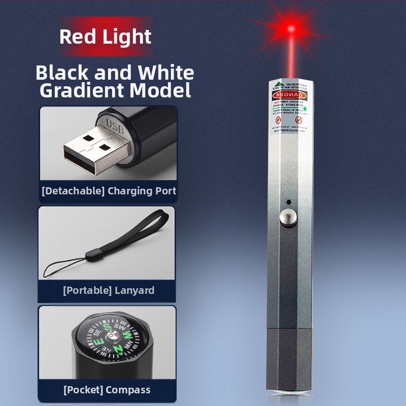 USB nabíjateľný laserový ukazovadlo s kovovým telom, laser s dvoma vlnovými dĺžkami, potlač loga a možnosť súkromnej značky
