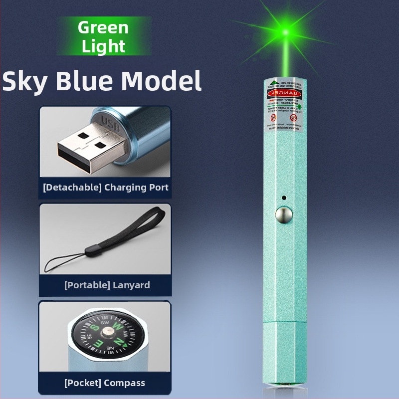 USB nabíjateľný laserový ukazovadlo s kovovým telom, laser s dvoma vlnovými dĺžkami, potlač loga a možnosť súkromnej značky