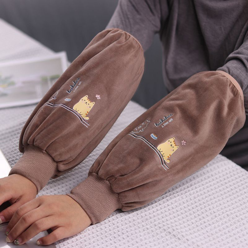 Dugi plišani zaštitni rukavci za odrasle – unisex, crtani uzorak, čuvaju toplinu, jesen-zima