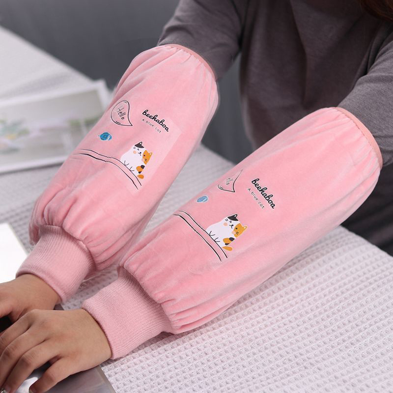 Dugi plišani zaštitni rukavci za odrasle – unisex, crtani uzorak, čuvaju toplinu, jesen-zima