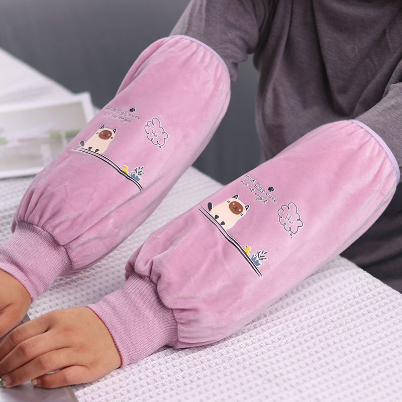 Dugi plišani zaštitni rukavci za odrasle – unisex, crtani uzorak, čuvaju toplinu, jesen-zima