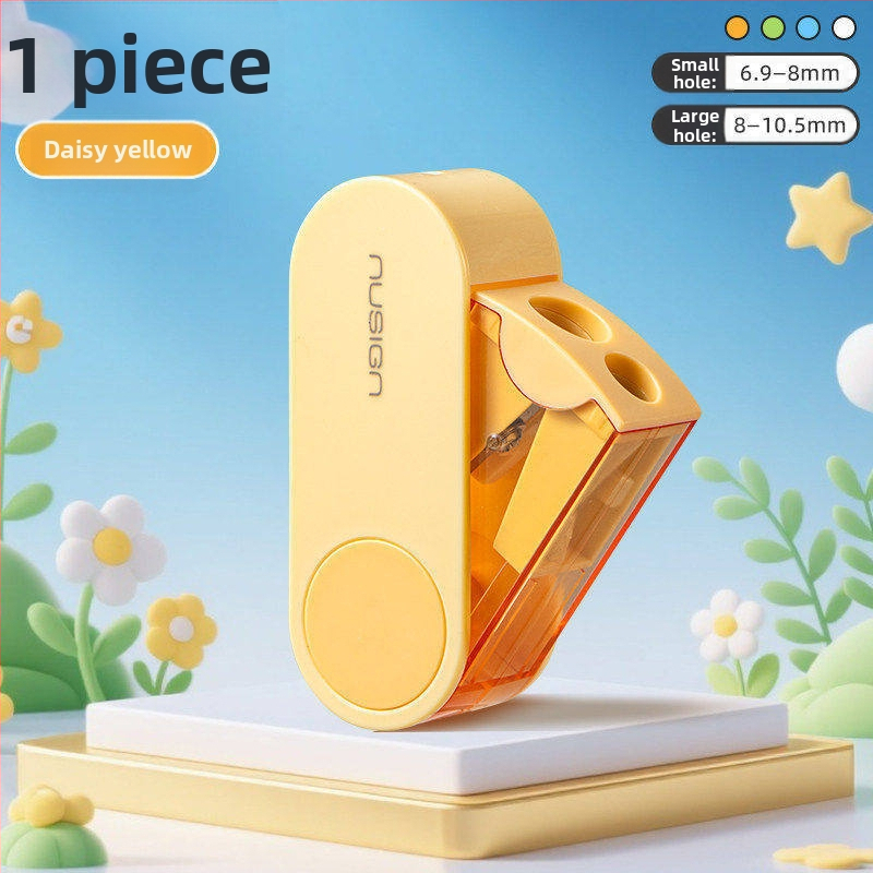 Deli dvojdierkový rotačný ostrúhač ceruziek, prenosný a kompaktný, z plastu