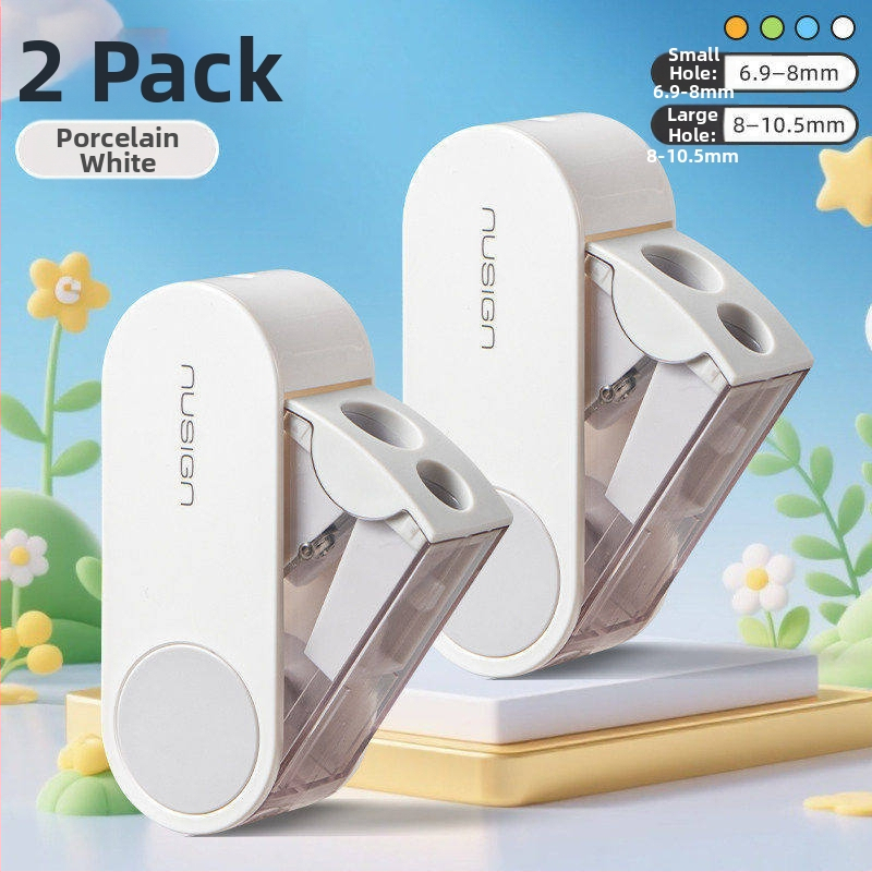 Deli dvojdierkový rotačný ostrúhač ceruziek, prenosný a kompaktný, z plastu