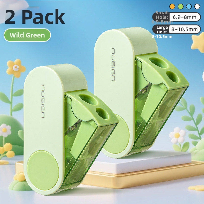 Deli dvojdierkový rotačný ostrúhač ceruziek, prenosný a kompaktný, z plastu