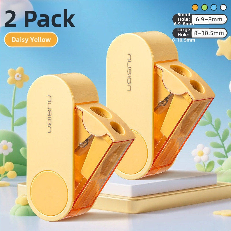 Deli dvojdierkový rotačný ostrúhač ceruziek, prenosný a kompaktný, z plastu