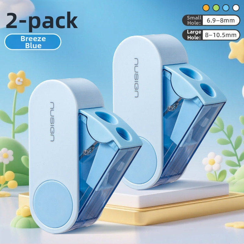 Deli dvojdierkový rotačný ostrúhač ceruziek, prenosný a kompaktný, z plastu