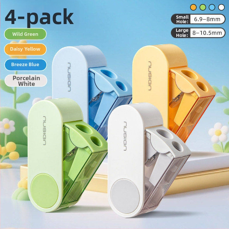 Deli dvojdierkový rotačný ostrúhač ceruziek, prenosný a kompaktný, z plastu