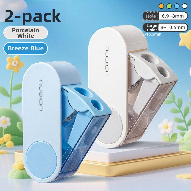 Deli dvojdierkový rotačný ostrúhač ceruziek, prenosný a kompaktný, z plastu