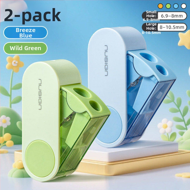 Deli dvojdierkový rotačný ostrúhač ceruziek, prenosný a kompaktný, z plastu