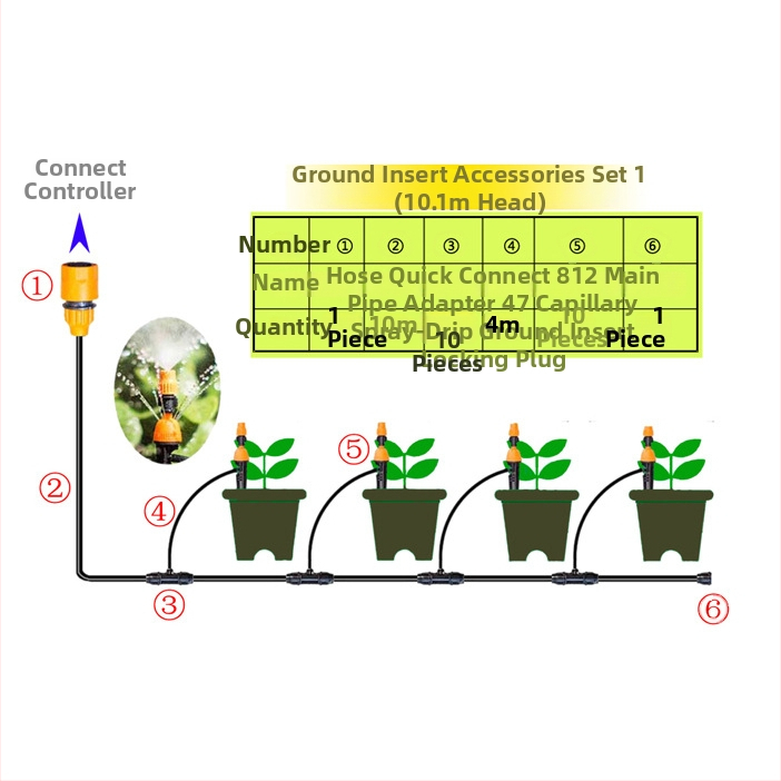 Sistem kapljičnog navodnjavanja s programabilnim tajmerom, napajanje 9V baterijom, za kućno vrtlarstvo; koristi vodu iz slavine (1–4 kg)