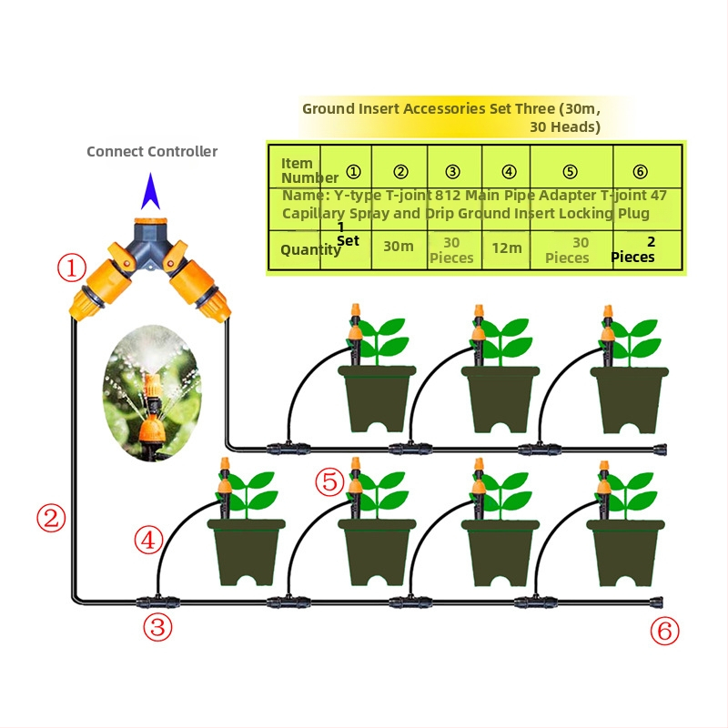 Sistem kapljičnog navodnjavanja s programabilnim tajmerom, napajanje 9V baterijom, za kućno vrtlarstvo; koristi vodu iz slavine (1–4 kg)