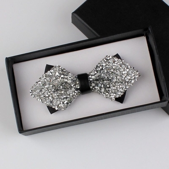 Γραβάτα-φιόγκος με στρας και δερμάτινο πυρήνα, unisex αξεσουάρ για επίσημο ντύσιμο