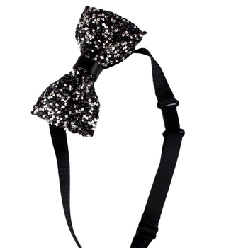 Γραβάτα-φιόγκος με στρας και δερμάτινο πυρήνα, unisex αξεσουάρ για επίσημο ντύσιμο