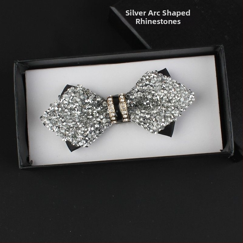 Motýlik s kamienkami a koženým jadrom, unisex doplnok k formálnemu obleku