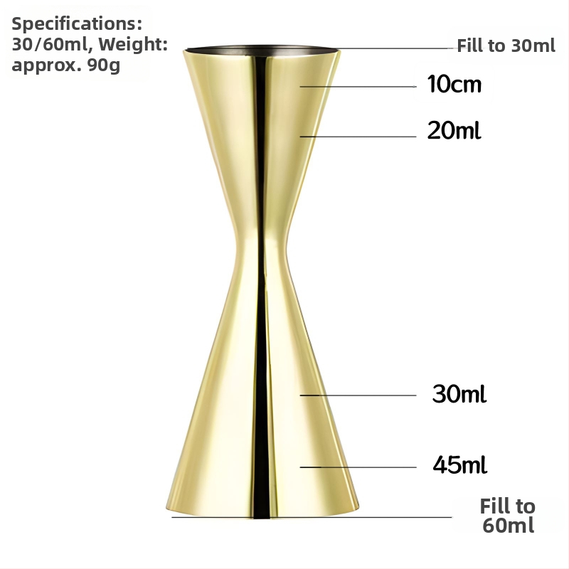 Meracia odmerka na koktaily z nehrdzavejúcej ocele 304, dvojhlavá meracia hlava, jednoproduktový dizajn, moderný minimalistický štýl, uvedené v roku 2018, hmotnosť 100