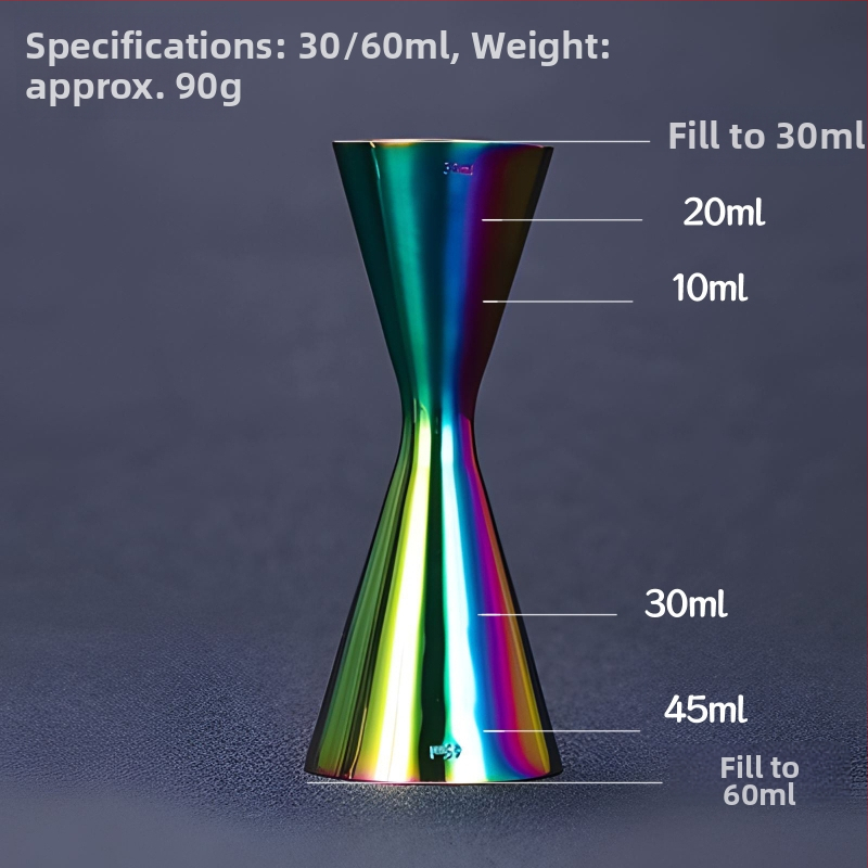 Meracia odmerka na koktaily z nehrdzavejúcej ocele 304, dvojhlavá meracia hlava, jednoproduktový dizajn, moderný minimalistický štýl, uvedené v roku 2018, hmotnosť 100