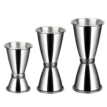 Căniță de măsurare pentru bar, cu două capete, din oțel inoxidabil 304, margine dreaptă, margine rulată