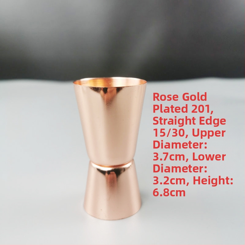 Dvojhlavý merací pohár na bar z nehrdzavejúcej ocele 304, rovný okraj, ohnutý okraj