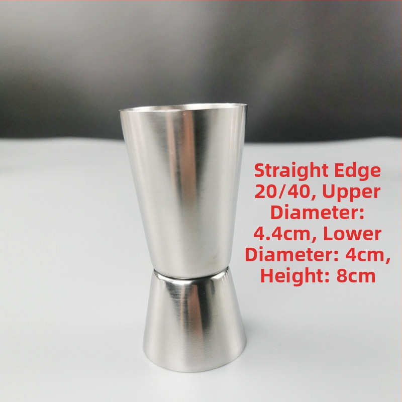 Dvojhlavý merací pohár na bar z nehrdzavejúcej ocele 304, rovný okraj, ohnutý okraj