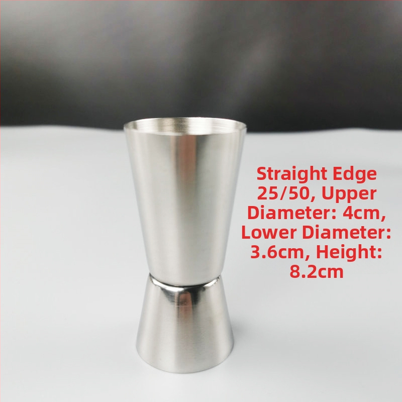 Dvojhlavý merací pohár na bar z nehrdzavejúcej ocele 304, rovný okraj, ohnutý okraj