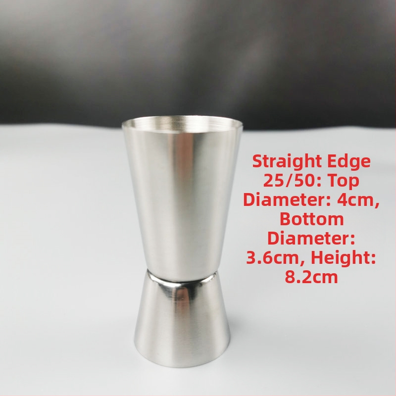 Dvojhlavý merací pohár na bar z nehrdzavejúcej ocele 304, rovný okraj, ohnutý okraj