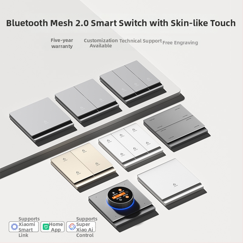 T10 πάνελ έξυπνου διακόπτη – πολυπολικές διαμορφώσεις 1–4 πόλων, φορτίο 0–500W, τάση 110–240V, έλεγχος με κουμπί/εφαρμογή/φωνή