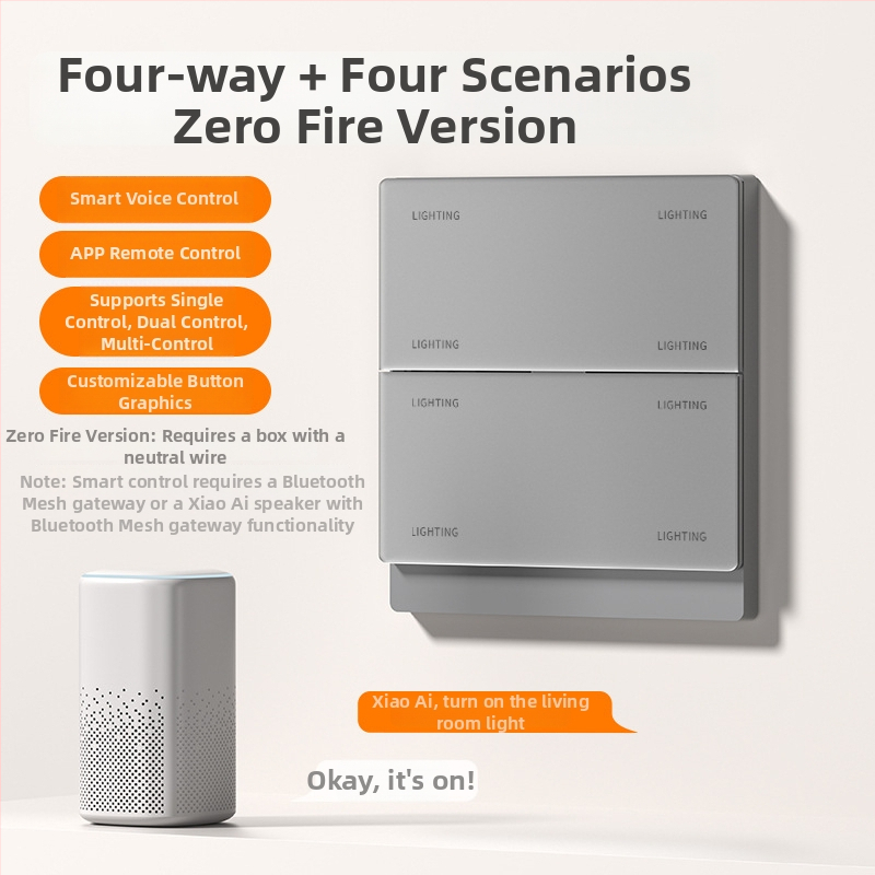 T10 πάνελ έξυπνου διακόπτη – πολυπολικές διαμορφώσεις 1–4 πόλων, φορτίο 0–500W, τάση 110–240V, έλεγχος με κουμπί/εφαρμογή/φωνή