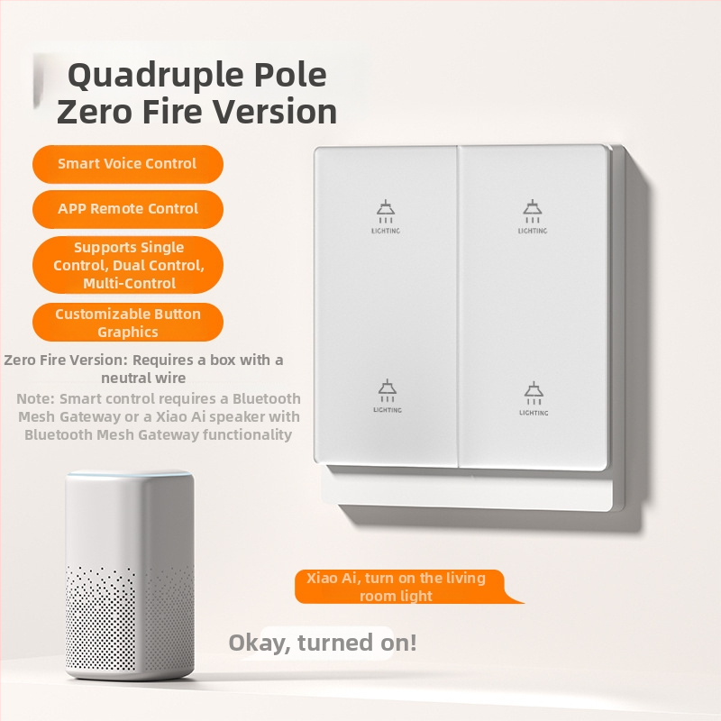 T10 πάνελ έξυπνου διακόπτη – πολυπολικές διαμορφώσεις 1–4 πόλων, φορτίο 0–500W, τάση 110–240V, έλεγχος με κουμπί/εφαρμογή/φωνή