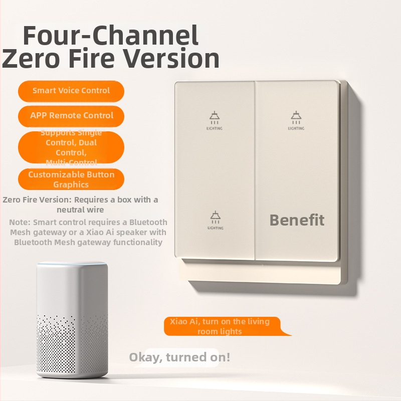 T10 πάνελ έξυπνου διακόπτη – πολυπολικές διαμορφώσεις 1–4 πόλων, φορτίο 0–500W, τάση 110–240V, έλεγχος με κουμπί/εφαρμογή/φωνή