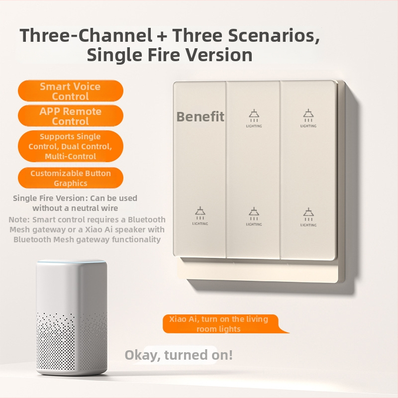 T10 πάνελ έξυπνου διακόπτη – πολυπολικές διαμορφώσεις 1–4 πόλων, φορτίο 0–500W, τάση 110–240V, έλεγχος με κουμπί/εφαρμογή/φωνή