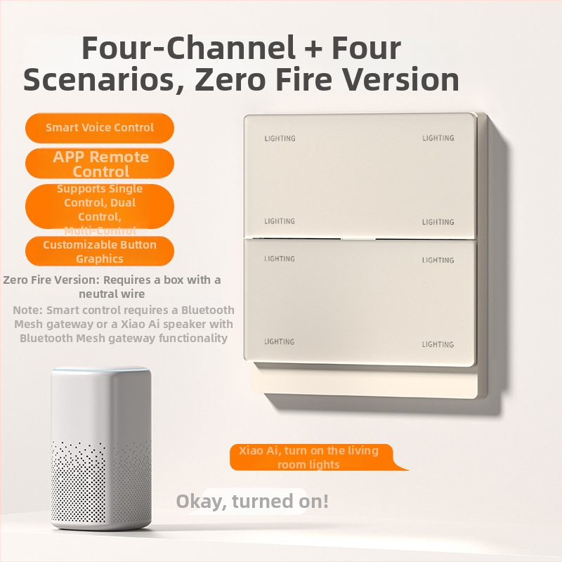 T10 πάνελ έξυπνου διακόπτη – πολυπολικές διαμορφώσεις 1–4 πόλων, φορτίο 0–500W, τάση 110–240V, έλεγχος με κουμπί/εφαρμογή/φωνή