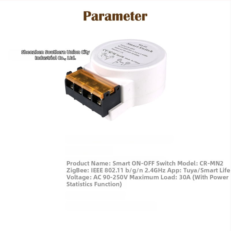 Inteligentný WiFi spínač s meraním, 90-250V AC, CE/FCC certifikáty, PC panel odolný voči ohňu