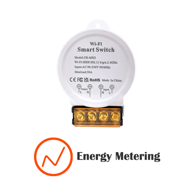 Έξυπνος WiFi διακόπτης μέτρησης, 90-250V AC, CE/FCC πιστοποιήσεις, PC ανθεκτικό στην φλόγα περίβλημα