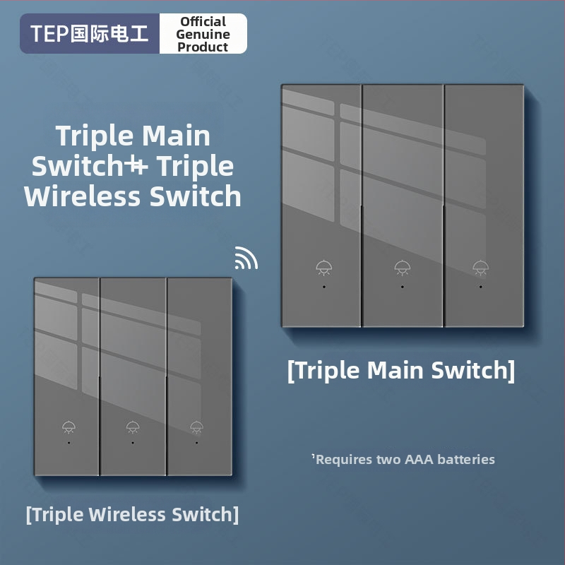 Comutator wireless cu telecomandă pentru uz casnic, montaj cu bandă adezivă, CCC certificat, pentru cameră, scară și subsol
