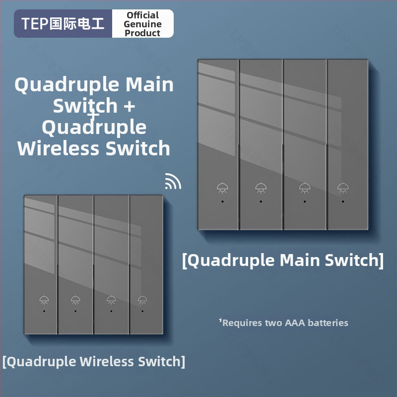 Comutator wireless cu telecomandă pentru uz casnic, montaj cu bandă adezivă, CCC certificat, pentru cameră, scară și subsol