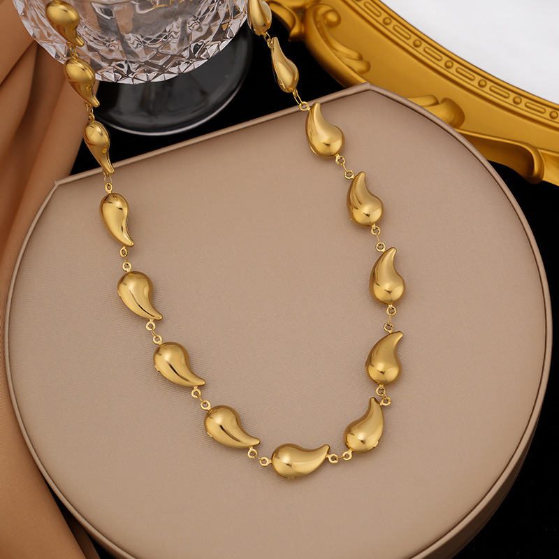 Ogrlica od titan čelika, elektroplakiiranje, kapljasti oblik, O-oblik lanac, privjesak od nehrđajućeg čelika