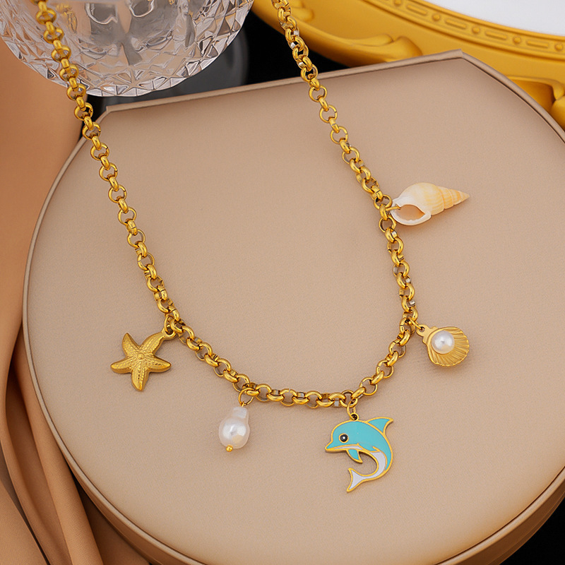 Ogrlica od titan čelika, elektroplakiiranje, kapljasti oblik, O-oblik lanac, privjesak od nehrđajućeg čelika